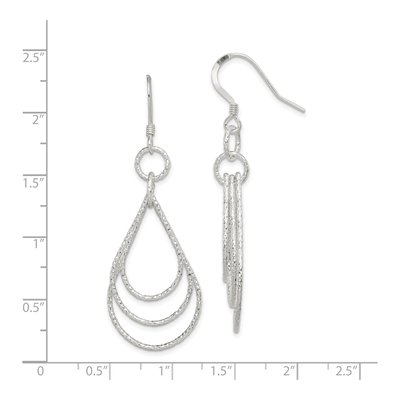 Sterling Silver Textured Teardrop Dangle Earrings – view 5