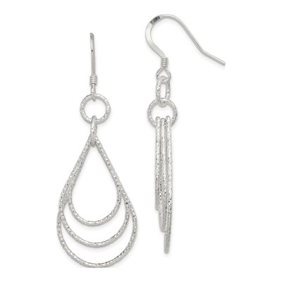 Sterling Silver Textured Teardrop Dangle Earrings