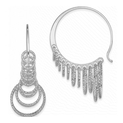 Sterling Silver Diamond-Cut Graduated Threader Earrings