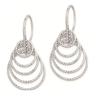 Sterling Silver Diamond-Cut Circle Dangle Earrings – view 3