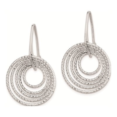 Sterling Silver Diamond-Cut Circle Dangle Earrings – view 3