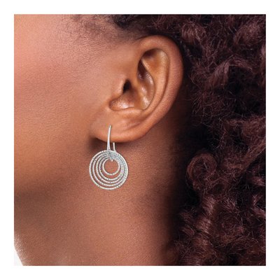 Sterling Silver Diamond-Cut Circle Dangle Earrings – view 4