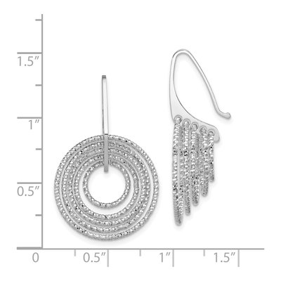 Sterling Silver Diamond-Cut Circle Dangle Earrings – view 5