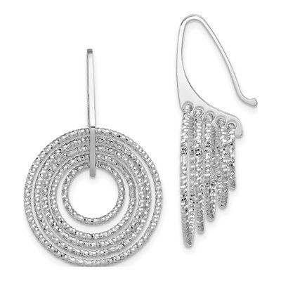 Sterling Silver Diamond-Cut Circle Dangle Earrings