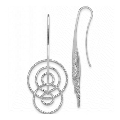 Sterling Silver Diamond-Cut Circles Threader Earrings – view 2