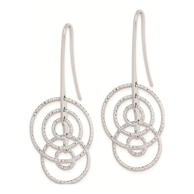 Sterling Silver Diamond-Cut Circles Threader Earrings