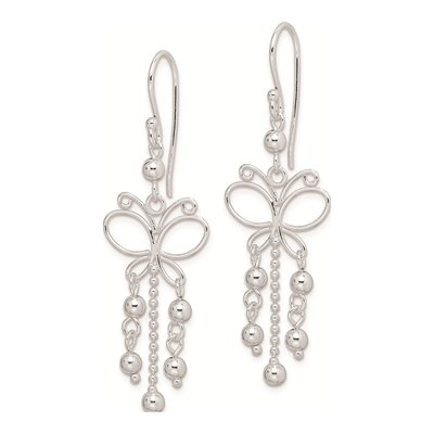 Sterling Silver Beaded Butterfly Dangle Earrings – view 3