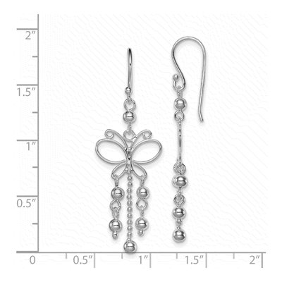 Sterling Silver Beaded Butterfly Dangle Earrings – view 5