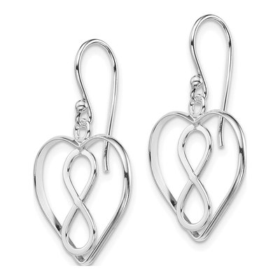 Sterling Silver Infinity Open Heart Dangle Earrings – view 3