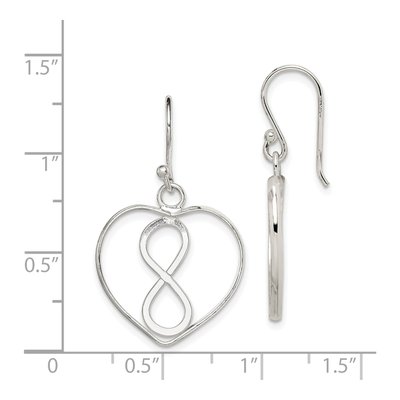 Sterling Silver Infinity Open Heart Dangle Earrings – view 5