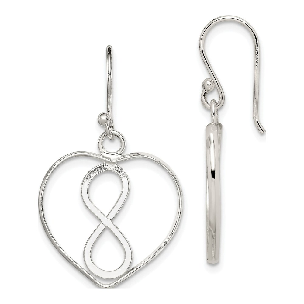 Sterling Silver Infinity Open Heart Dangle Earrings