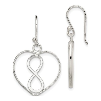 Sterling Silver Infinity Open Heart Dangle Earrings