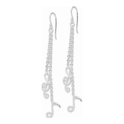 Sterling Silver Musical Notes Dangle Earrings – view 3