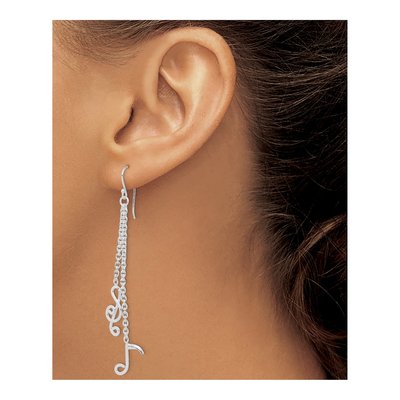 Sterling Silver Musical Notes Dangle Earrings – view 4