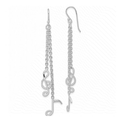 Sterling Silver Musical Notes Dangle Earrings