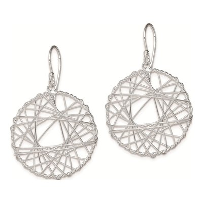 Sterling Silver Textured Circle Dangle Earrings – view 3