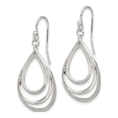 Sterling Silver Triple Teardrop Dangle Earrings – view 3