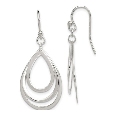 Sterling Silver Triple Teardrop Dangle Earrings