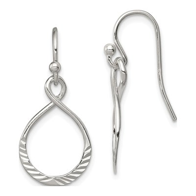 Sterling Silver Infinity Oval Dangle Earrings