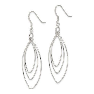 Sterling Silver Triple Marquise Dangle Earrings – view 3