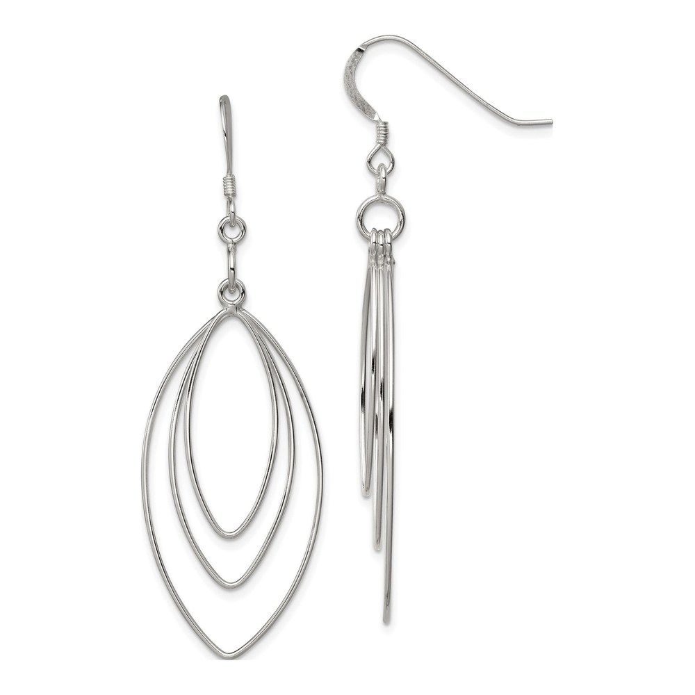 Sterling Silver Triple Marquise Dangle Earrings