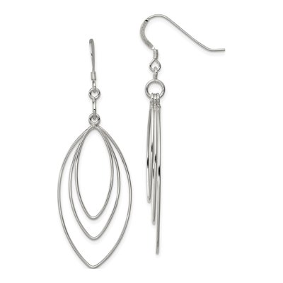 Sterling Silver Triple Marquise Dangle Earrings