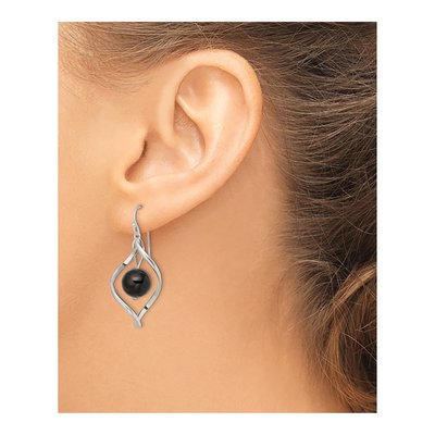 Sterling Silver Onyx Twisted Dangle Earrings – view 4