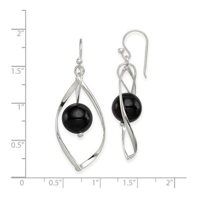 Sterling Silver Onyx Twisted Dangle Earrings – view 5