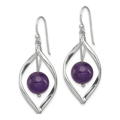Sterling Silver Amethyst Twist Dangle Earrings – view 3