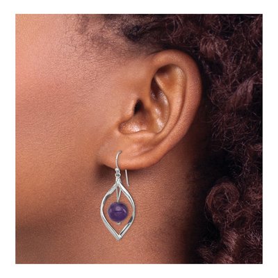 Sterling Silver Amethyst Twist Dangle Earrings – view 4
