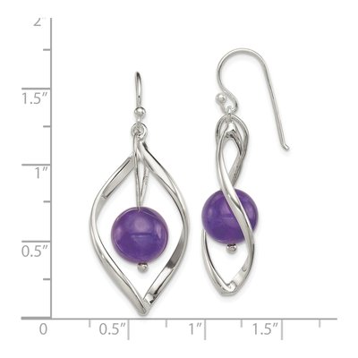 Sterling Silver Amethyst Twist Dangle Earrings – view 5