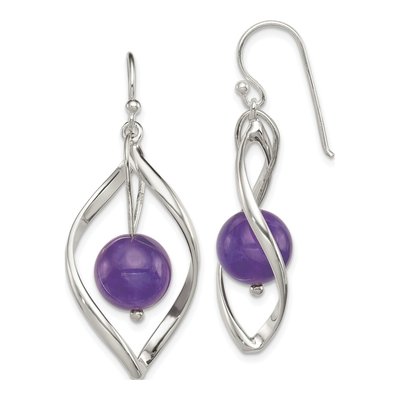 Sterling Silver Amethyst Twist Dangle Earrings