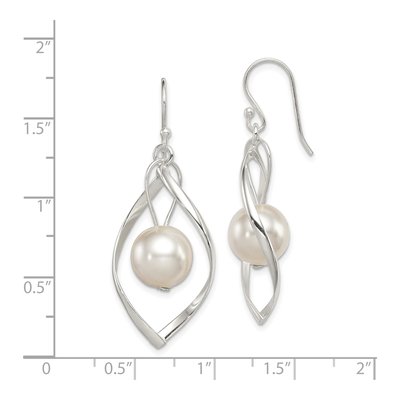 Sterling Silver Simulated Pearl Twisted Dangle Earrings – view 5