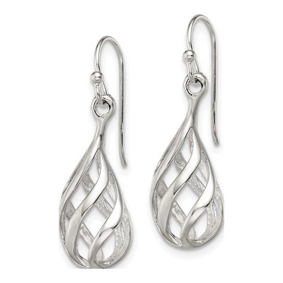 Sterling Silver Twisted Teardrop Dangle Earrings – view 3