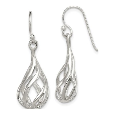 Sterling Silver Twisted Teardrop Dangle Earrings