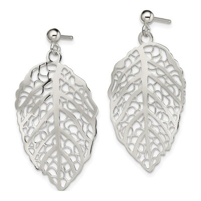 Sterling Silver Leaf Dangle Earrings – view 3