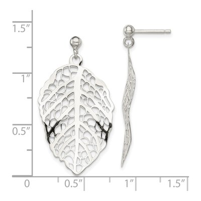 Sterling Silver Leaf Dangle Earrings – view 5
