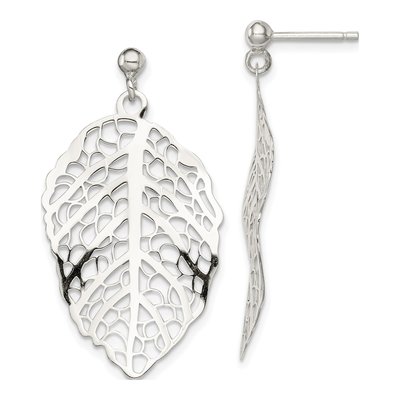 Sterling Silver Leaf Dangle Earrings