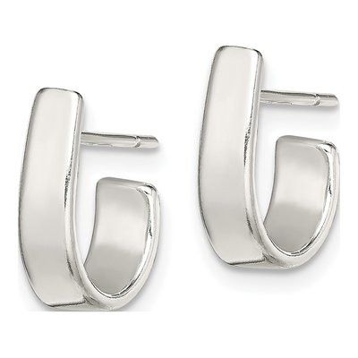 Sterling Silver 12mm J- Hoop Earrings – view 2