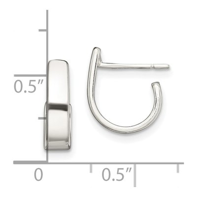 Sterling Silver 12mm J- Hoop Earrings – view 4