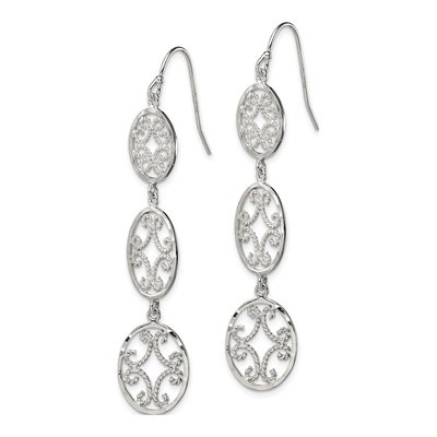 Sterling Silver Filigree Triple Oval Dangle Earrings – view 3
