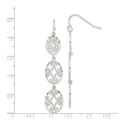 Sterling Silver Filigree Triple Oval Dangle Earrings – view 5