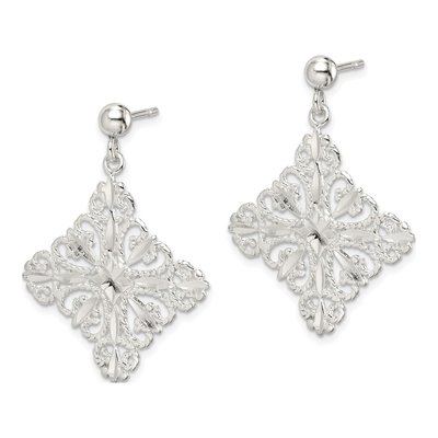 Sterling Silver Filigree Square Dangle Earrings – view 3