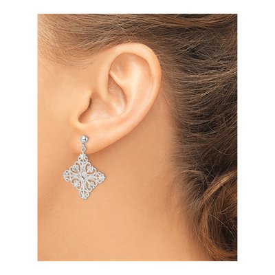 Sterling Silver Filigree Square Dangle Earrings – view 4