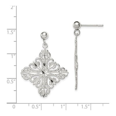Sterling Silver Filigree Square Dangle Earrings – view 5
