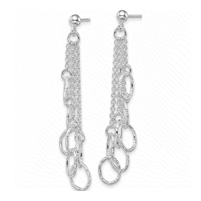 Sterling Silver Textured Oval Dangle Earrings – view 3