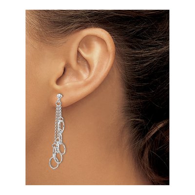 Sterling Silver Textured Oval Dangle Earrings – view 4