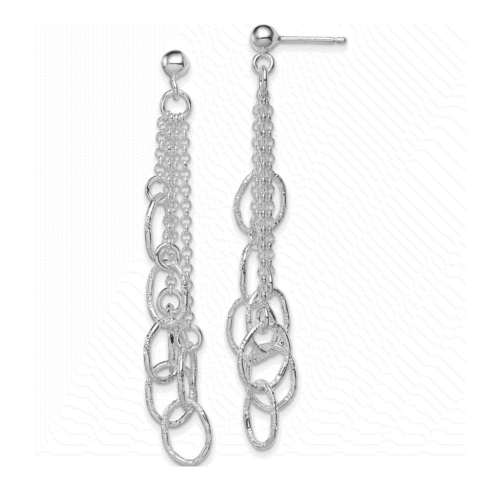 Sterling Silver Textured Oval Dangle Earrings