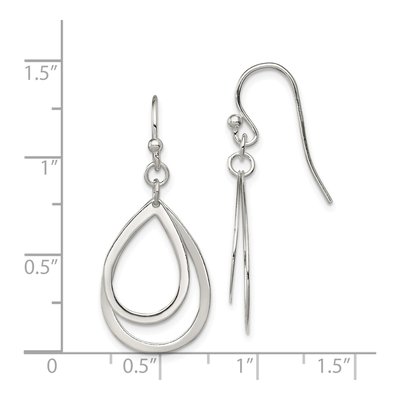 Sterling Silver Double Teardrop Dangle Earrings – view 5
