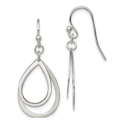 Sterling Silver Double Teardrop Dangle Earrings